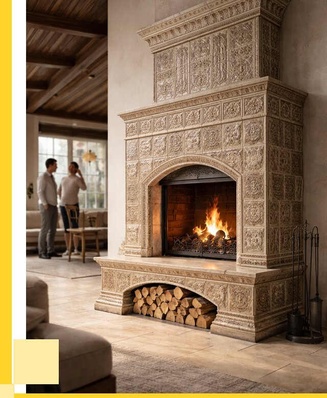 Купить изразцовый камин в Междуреченске от 252625 р. | ЭриданМжд