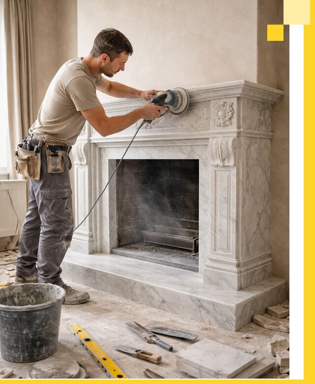 Изготовление и установка мраморных каминов в Междуреченске под ключ