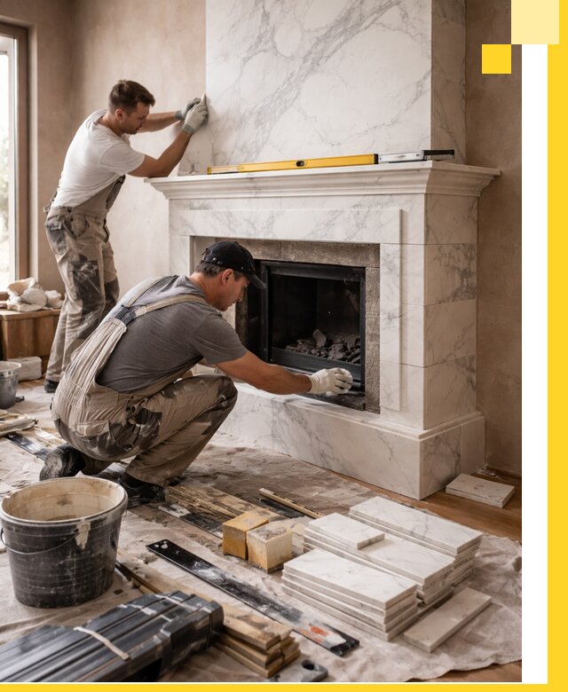 Отделка каминов в Междуреченске качественные облицовочные работы