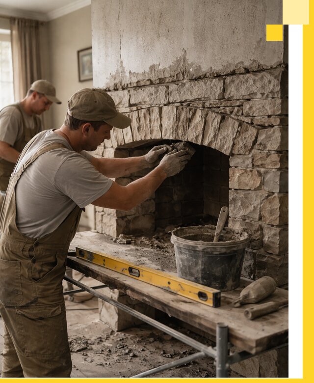 Изготовление каминов под ключ в Междуреченске, монтаж и отделка