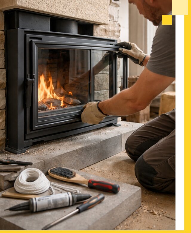 Производство, монтаж и доставка каминов со стеклом в Междуреченске