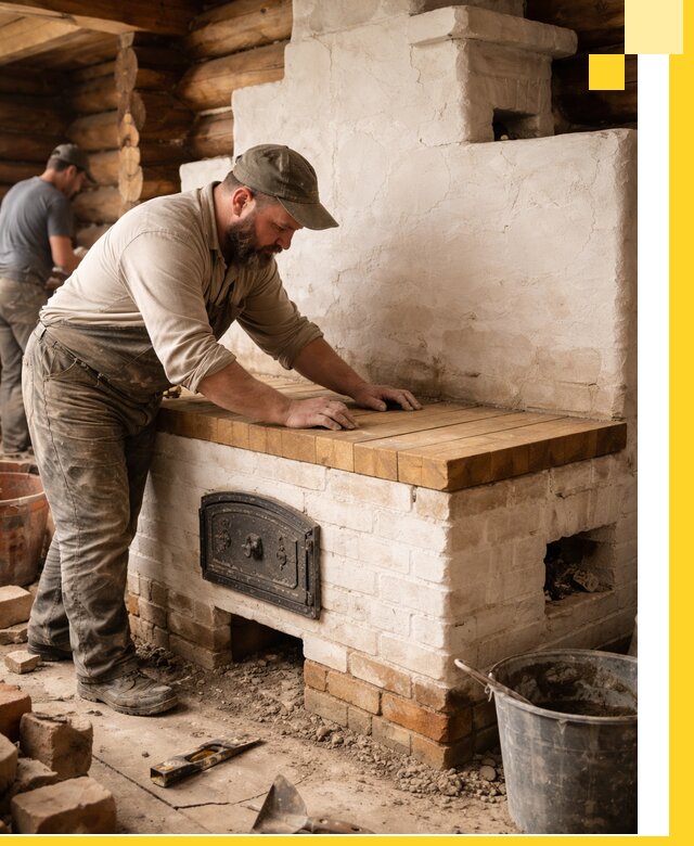 Проектирование и установка русской печи с лежанкой в Междуреченске