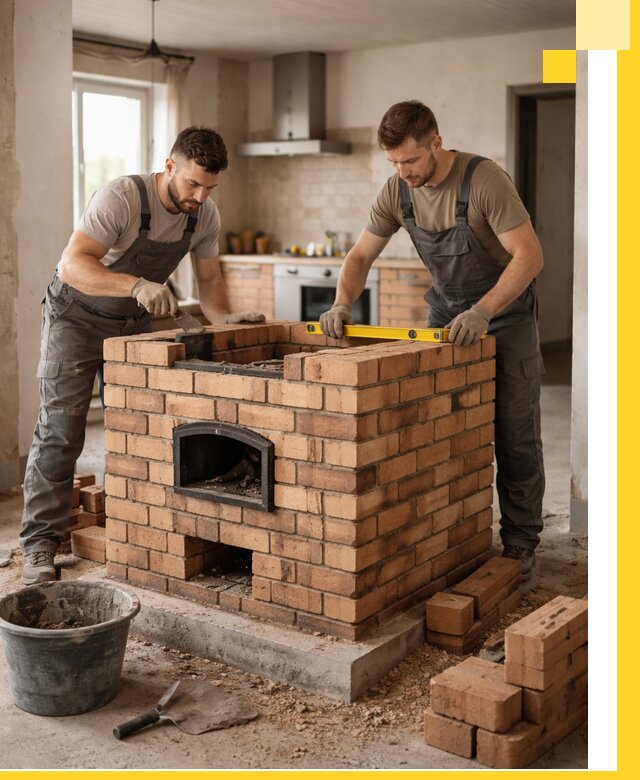 Установка и монтаж печей в частном доме в Междуреченске под ключ