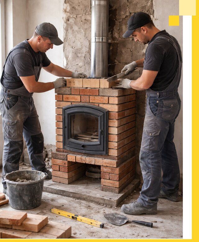 Монтаж печи камина под ключ в Междуреченске с гарантией и пусконаладкой