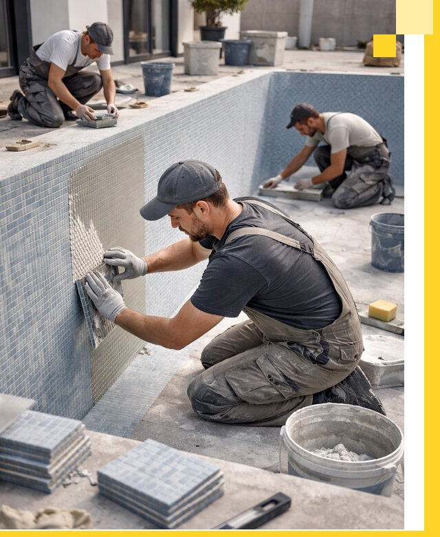 Облицовка бассейнов в Междуреченске плитка мозаика гидроизоляция