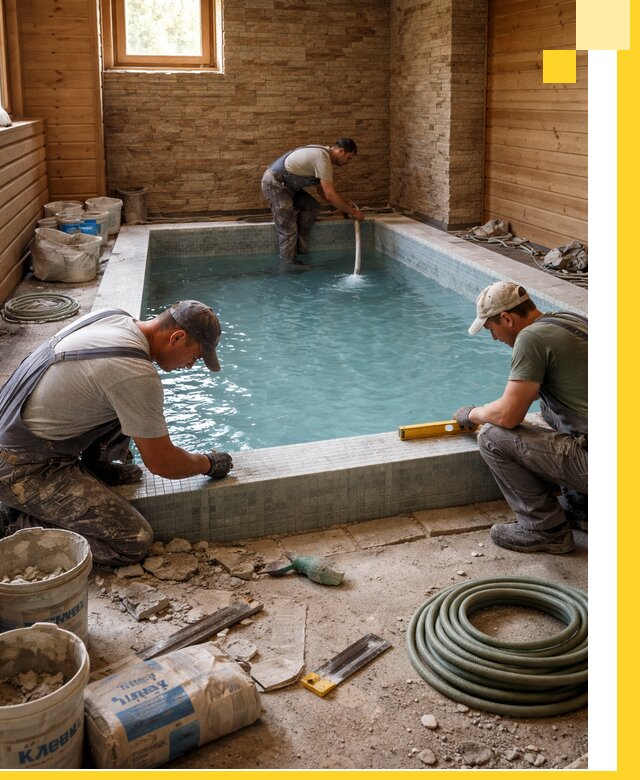 Проектирование и строительство бассейнов для бани в Междуреченске