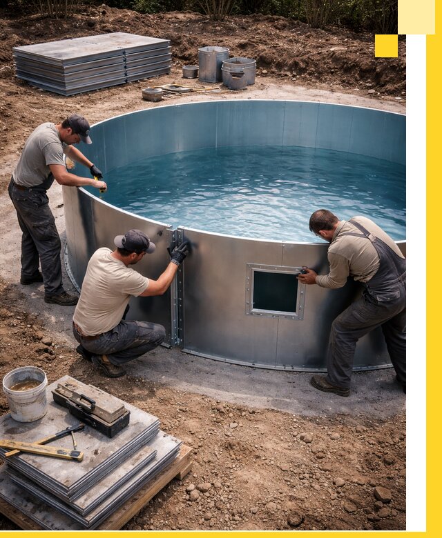 Круглые бассейны под ключ в Междуреченске проектирование и монтаж