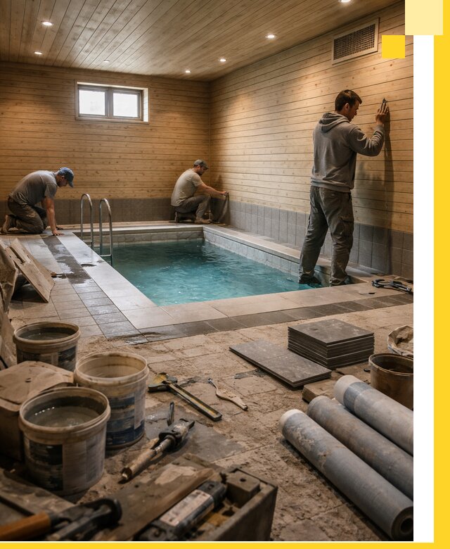 Строительство бани с бассейном и сауной под ключ в Междуреченске