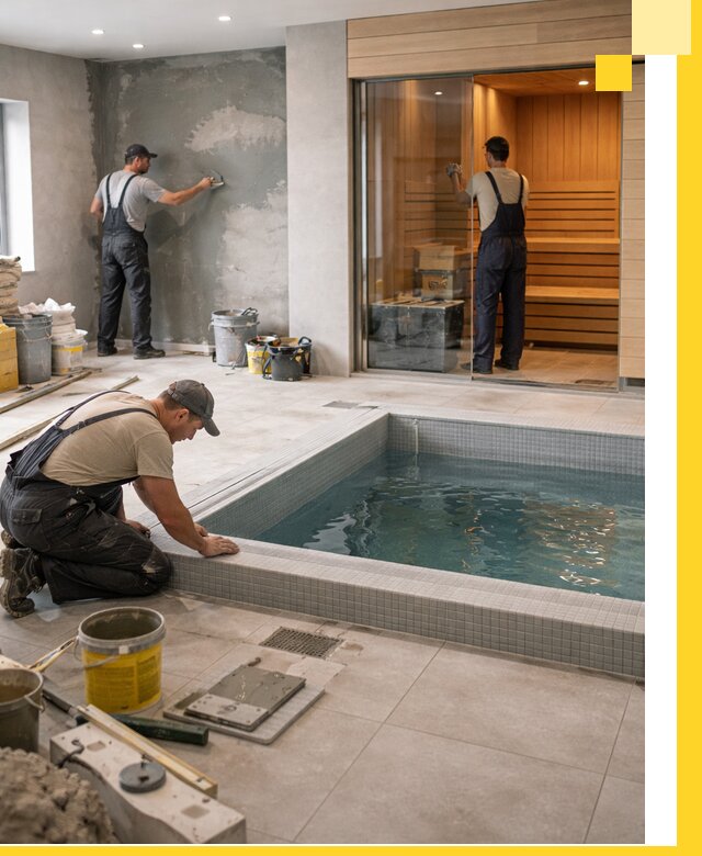 Проектирование и строительство сауны с бассейном в Междуреченске