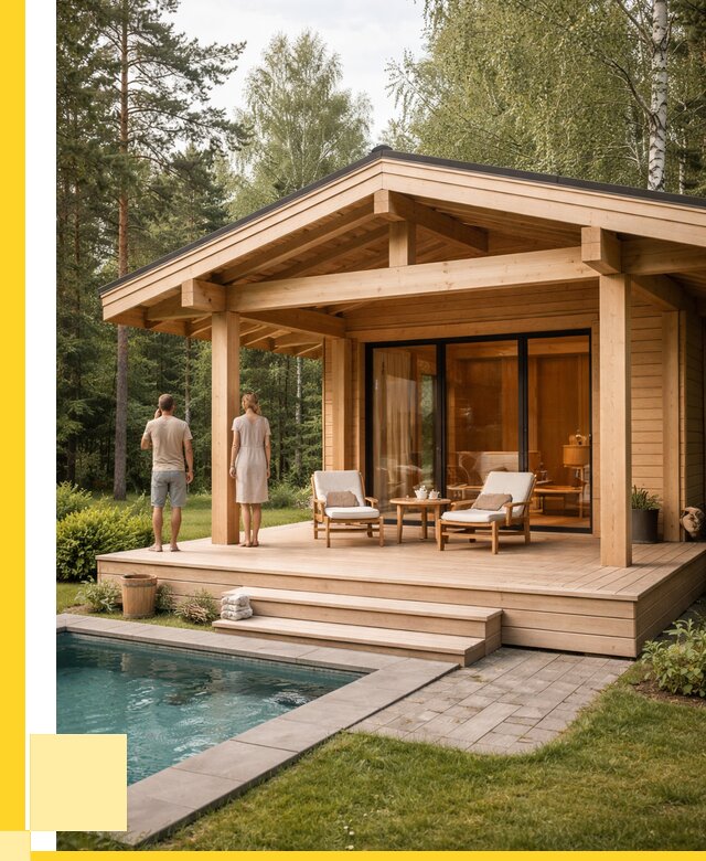 Бани с террасой под ключ в Междуреченске от 606300 р. | ЭриданМжд