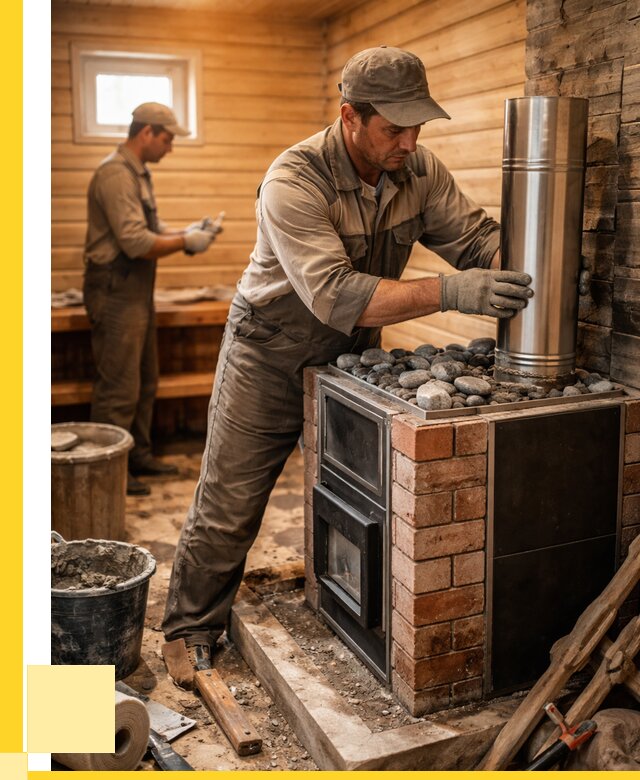 Монтаж печи в бане под ключ в Междуреченске от 20210 р. | ЭриданМжд