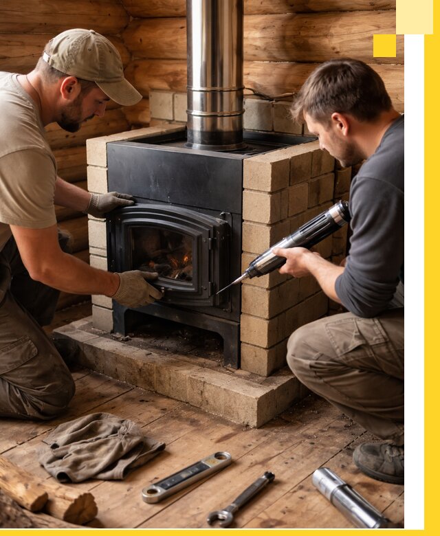 Монтаж и установка печи в бане под ключ с гарантией в Междуреченске