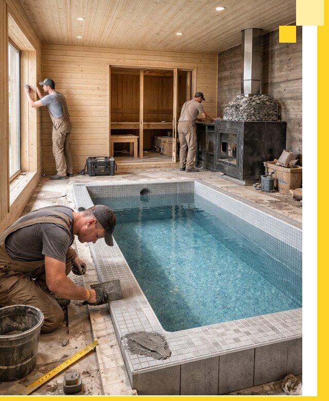 Проект бани с бассейном и сауной в Междуреченске под ключ