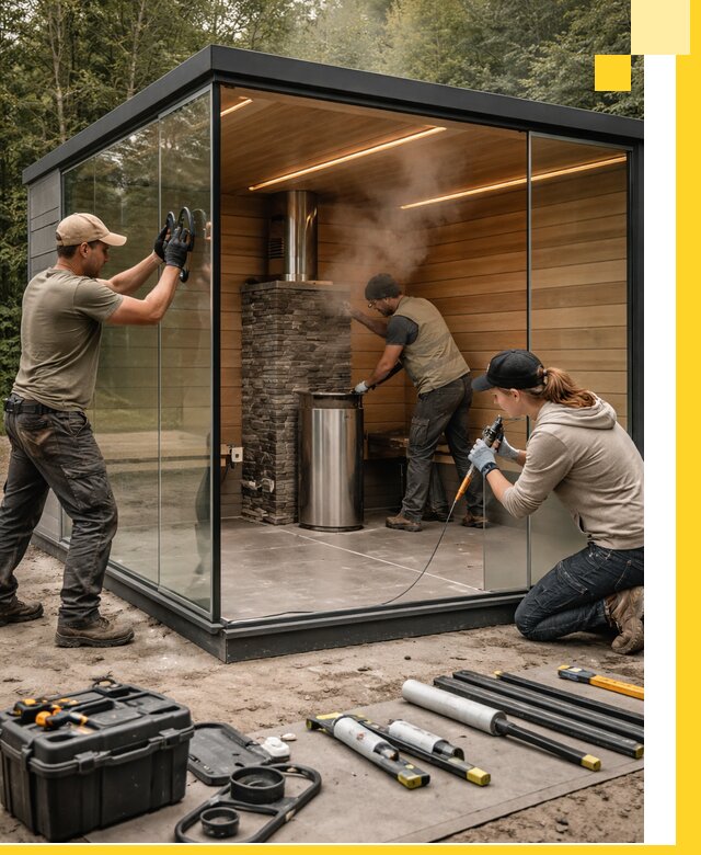 Проектирование и строительство стеклянных бань в Междуреченске