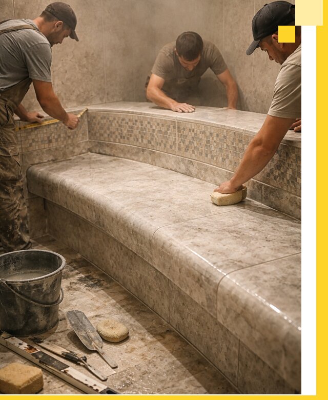 Изготовление и установка сидений для хамама в Междуреченске