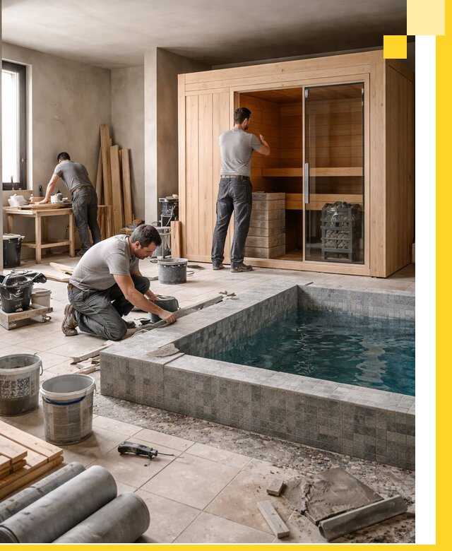 SPA зоны под ключ с бассейном сауной и печью в Междуреченске